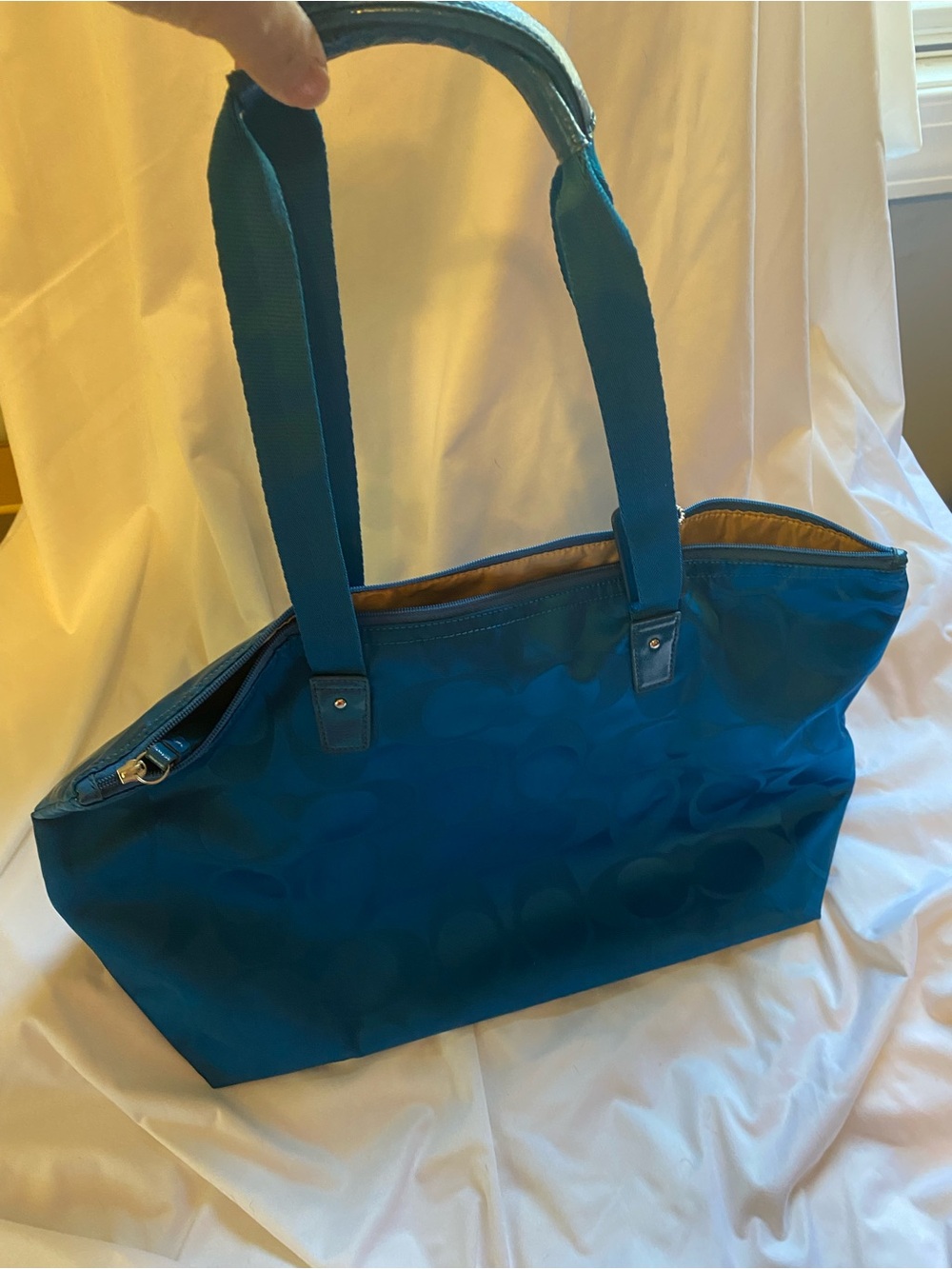 Coach Blue Signature Jacquard Tote - Picture 2 of 3